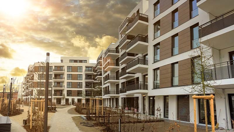 A building with many balconies