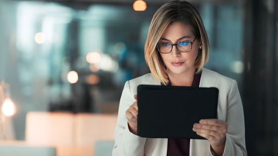 A woman using tablet