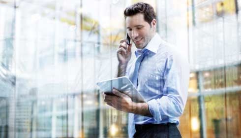 Business man with tablet computer