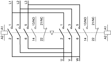 Contacteur inverseur tripolaire de puissance 6A 2NF bobine 230v AC