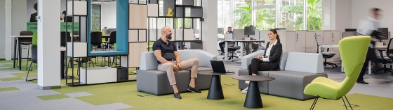 students on internship in office