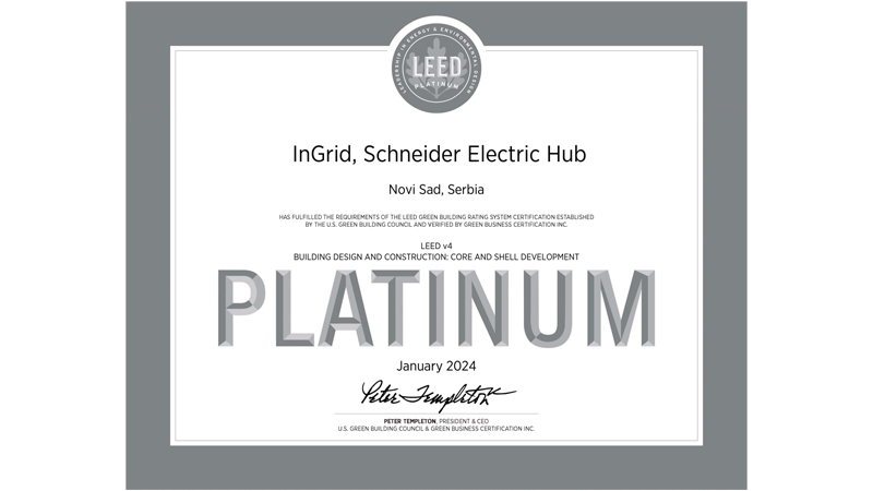 Leed Platinum certificate