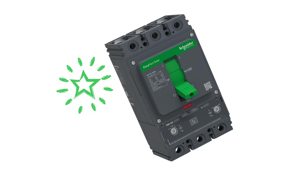 A green switch with a star