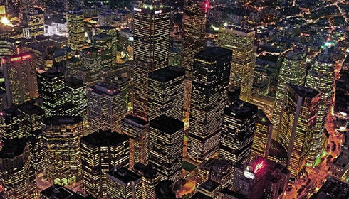 Night view of a city skyline