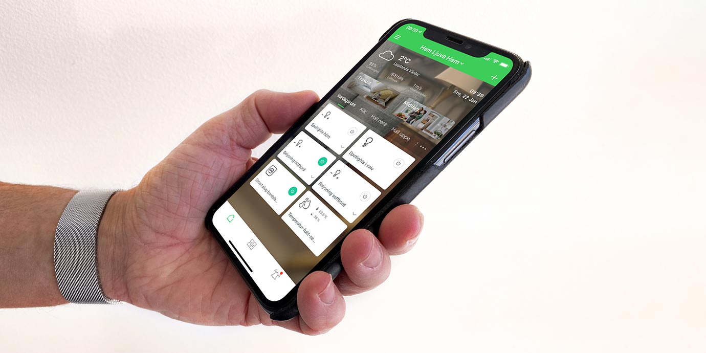 Closeup of a smartphone held in hand
