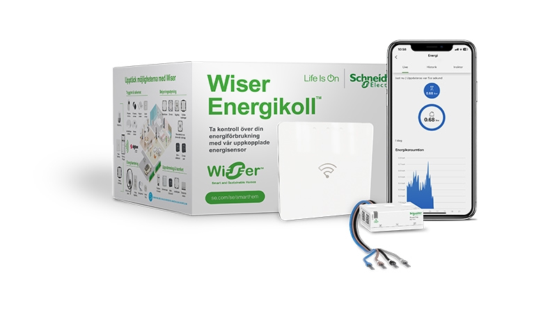 Wiser Energikoll kit containing a Wiser gateway and PowerTag.
