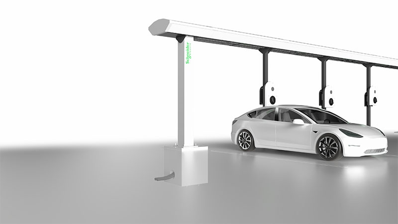 A white car under a lift