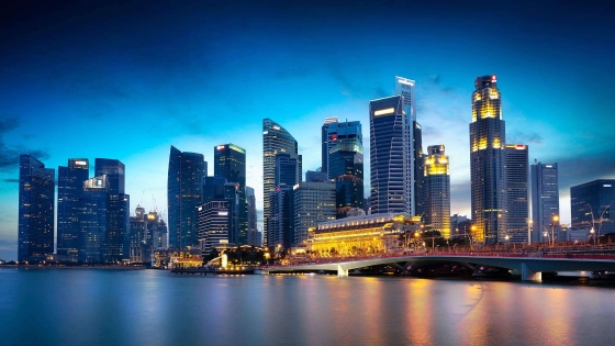 modern skyscrapers at night