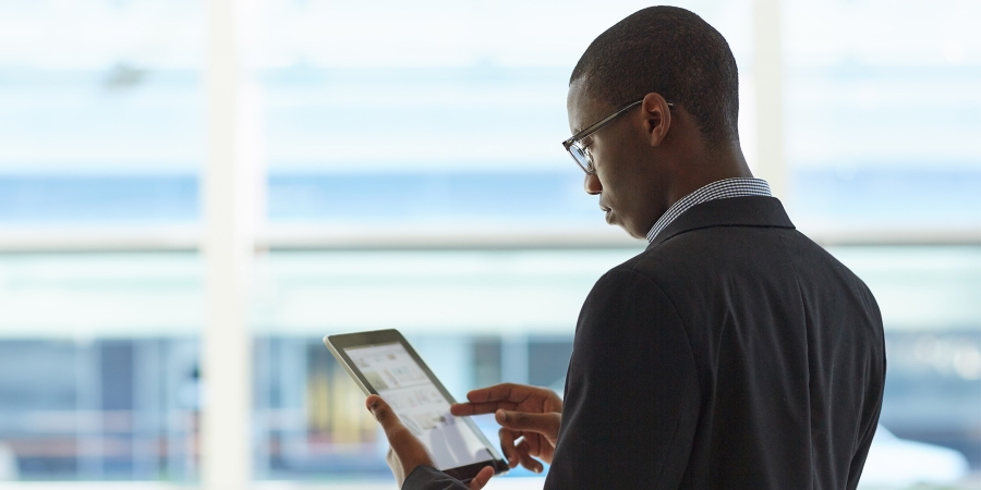 man with tablet