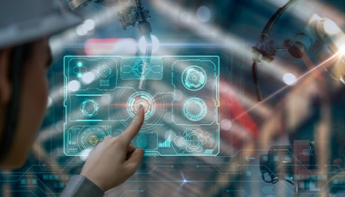 A person touching a touch screen