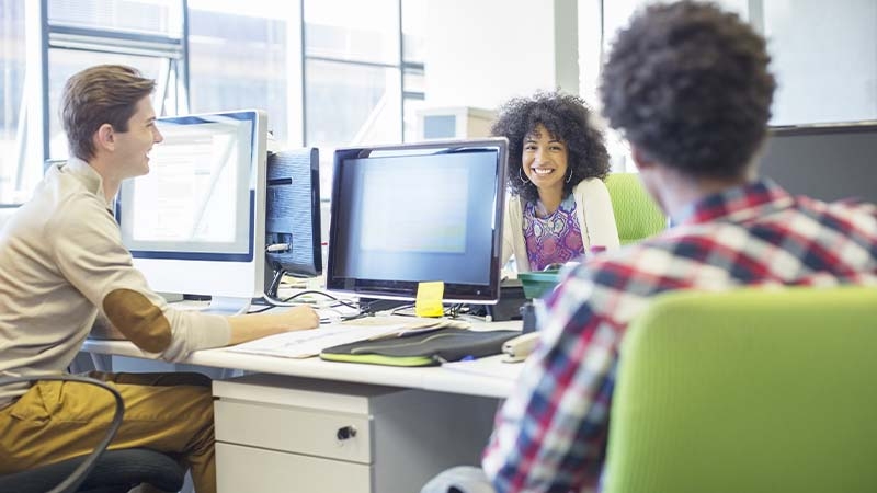 A group of people in a room