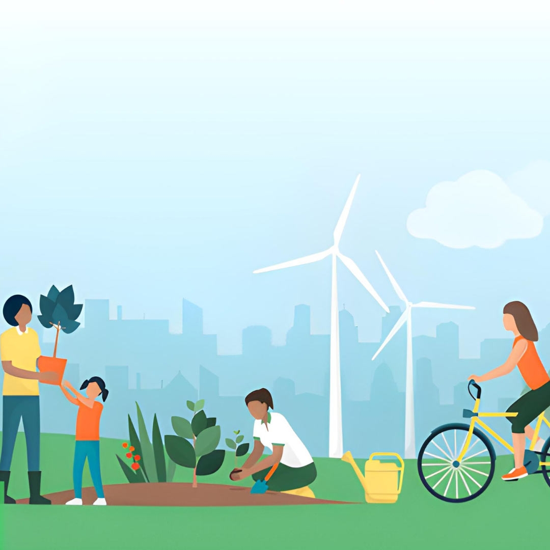 People In a park ,Cycling and Planting Trees