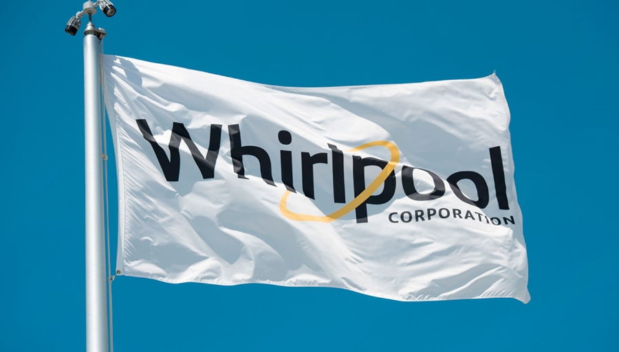a white flag with Whirlpool logo