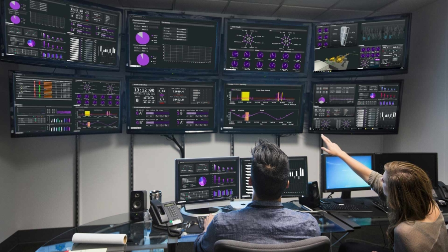 Employees at a control room