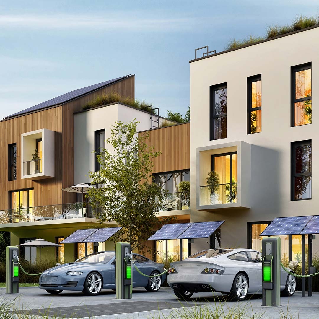 modern home with car parked out front