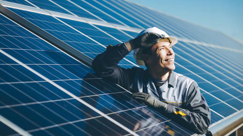 solar power station green electricity panel view