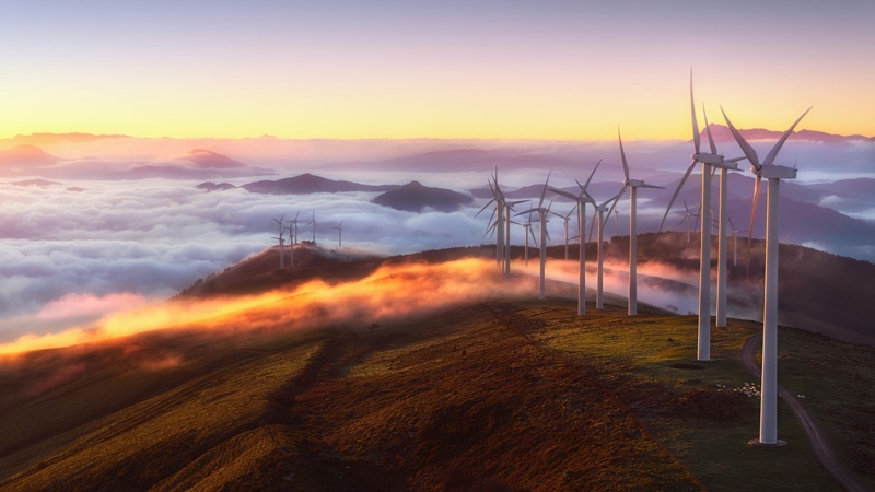 wind turbines on the mountain