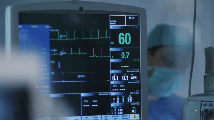 ecg machine showing heartbeats