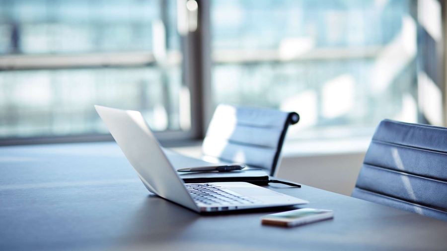 A laptop on table