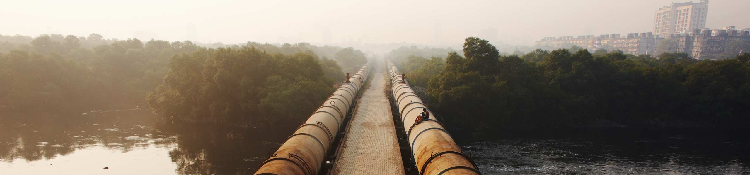 Reservoir water pipeline into Mumbai city, India