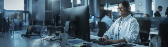 A woman working on computer