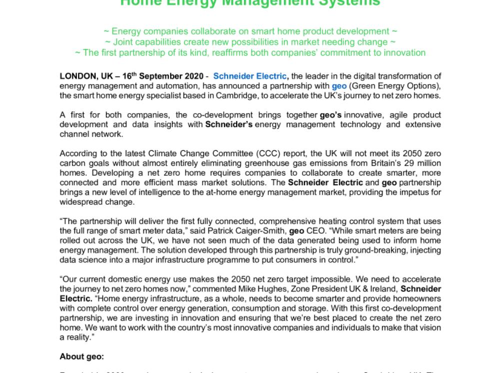 20200916_ Schneider Electric partners with geo to advance Home Energy Management Systems.pdf