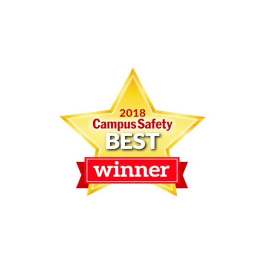 Star shaped logo, best campus safety winner 2018 written on it