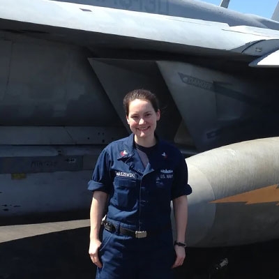 Employee Shannon Tomaszewski in her US Navy uniform