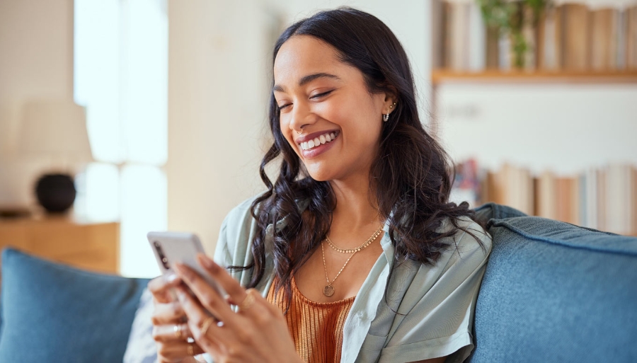 Woman holding mobile phone