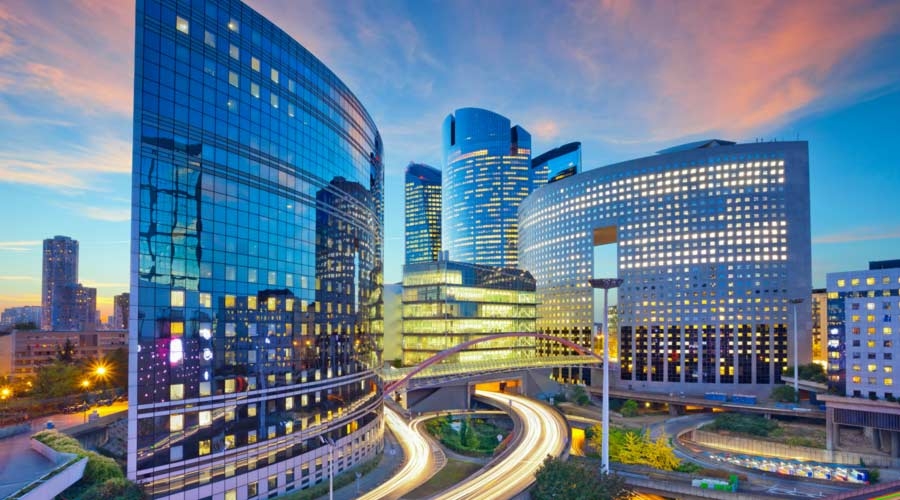 Image of office buildings in modern part of Paris