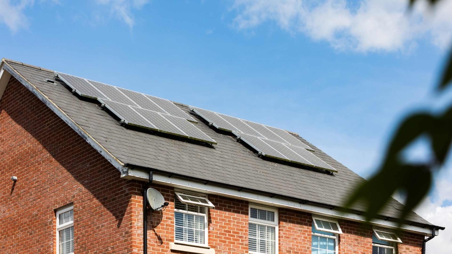 Solar Panels Installed on a house roof
