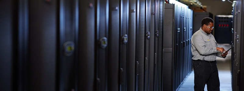 A row of black lockers