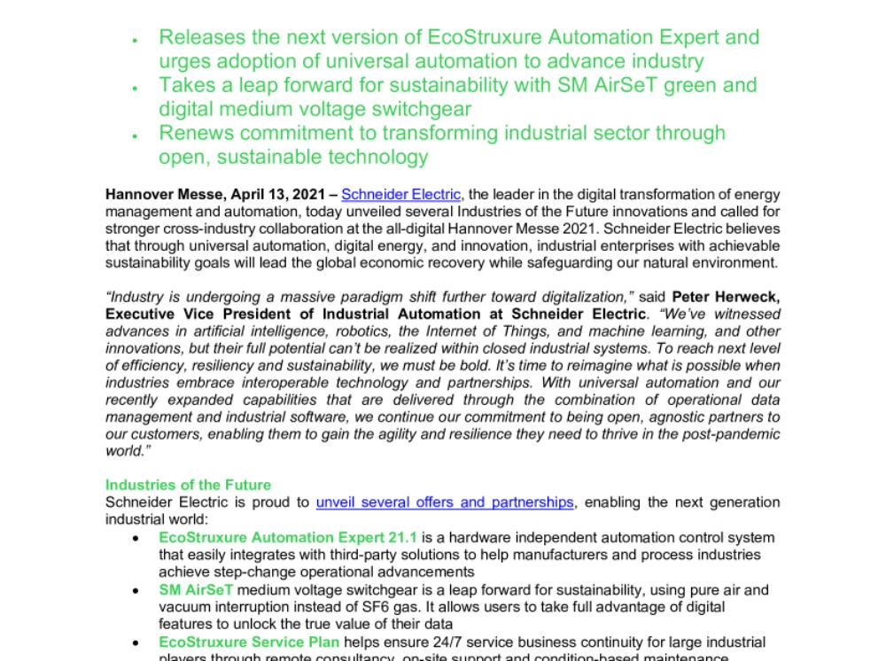 Schneider Electric Accelerates Industries of the Future Innovations.pdf