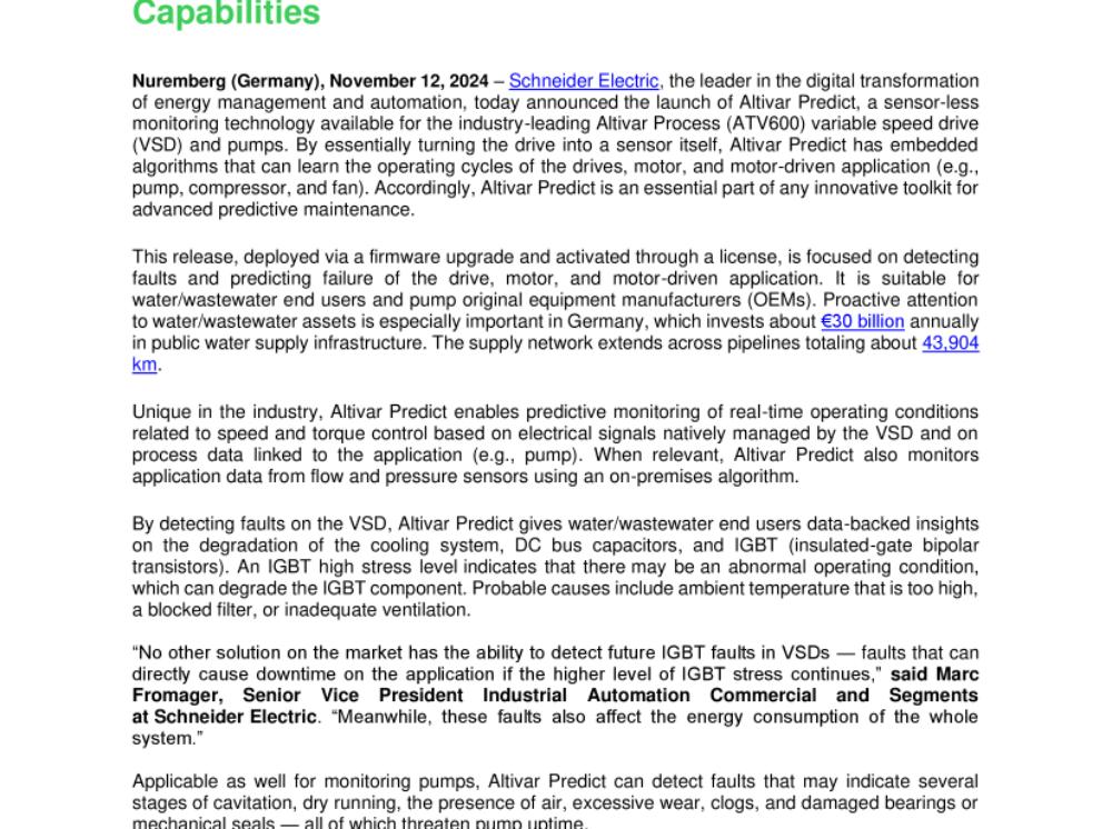 Schneider Electric Releases Altivar Predict for Industry-Unique Predictive Maintenance Monitoring Capabilities.pdf