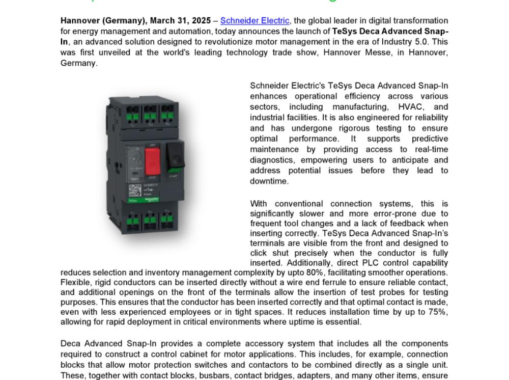 Schneider Electric Unveils TeSys Deca Advanced Snap-In.pdf