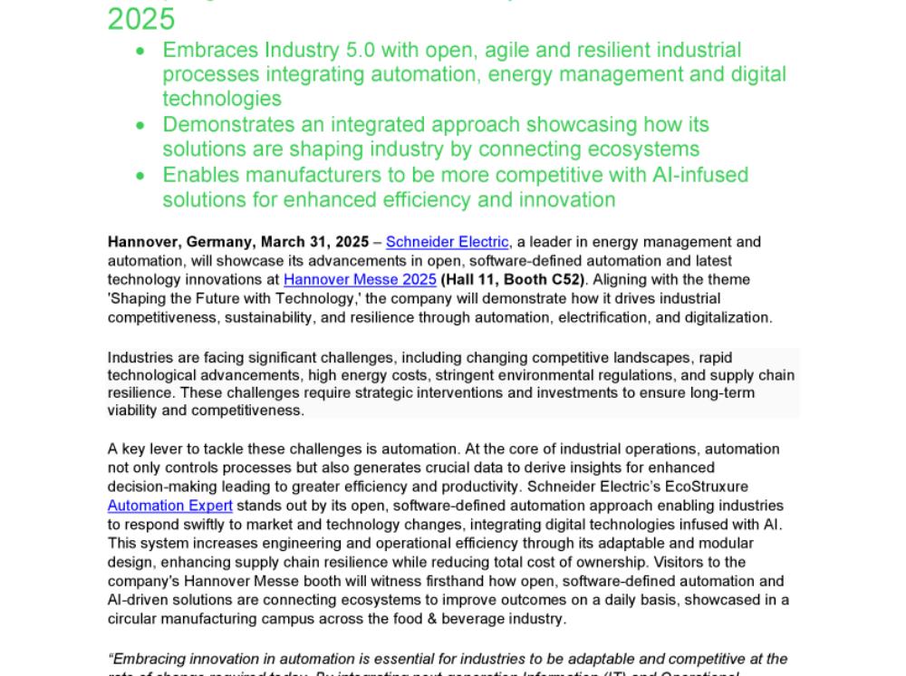 Schneider Electric Demonstrates Technologies Shaping the Future of Industry at Hannover Messe 2025.pdf