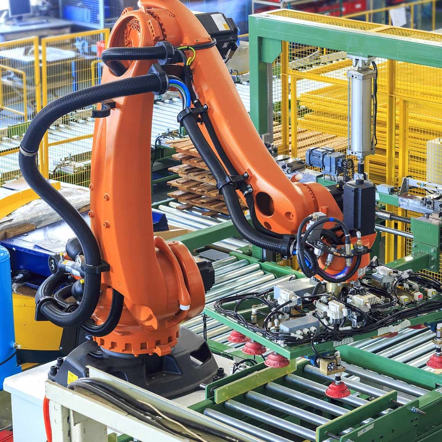 Image of a robot operating in a factory